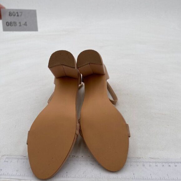 FSJ Nude Classic Chunky High Heel Sandals Open Toe Ankle Strap Single Band Dress - Picture 7 of 8